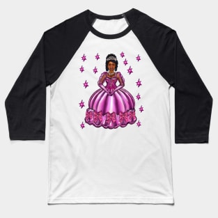 Princess -  Black Princess, curly haired, in purple with stars  iv  ! beautiful  black girl with Afro hair, brown eyes and dark brown skin. Hair love ! Baseball T-Shirt